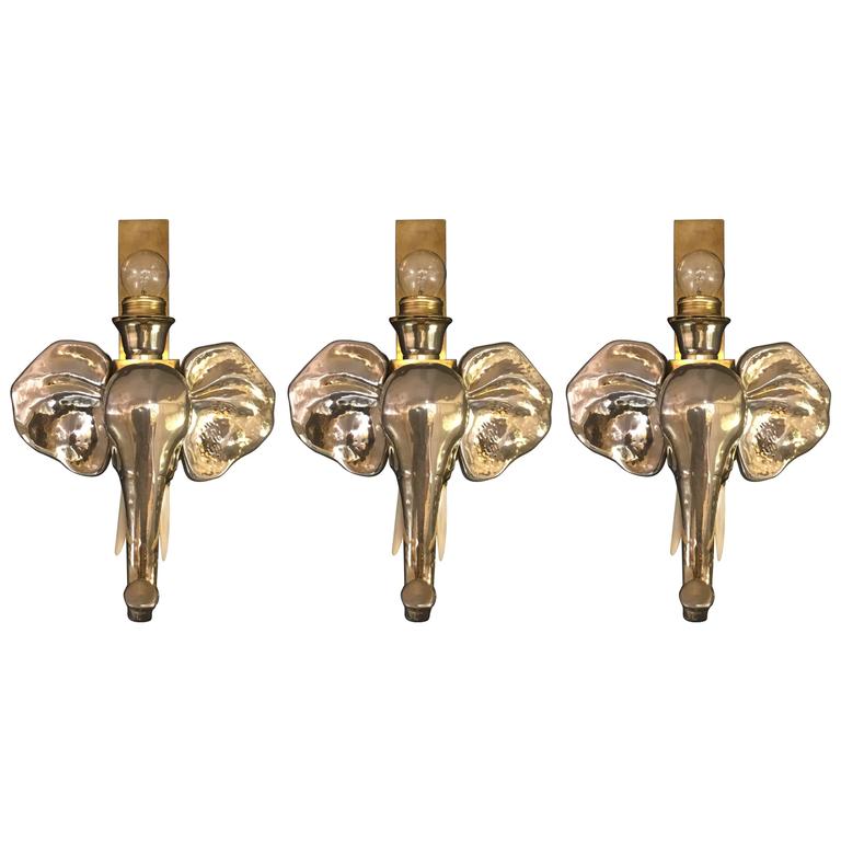 Set Of Three Italian Mid Century Sconces Figuring An Elephant Head Set Of Three Italian Mid Century Sconces Figuring An Elephant Head
